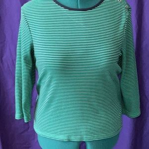 Sag Harbor women’s 3/4 sleeve striped tee shirt, size L